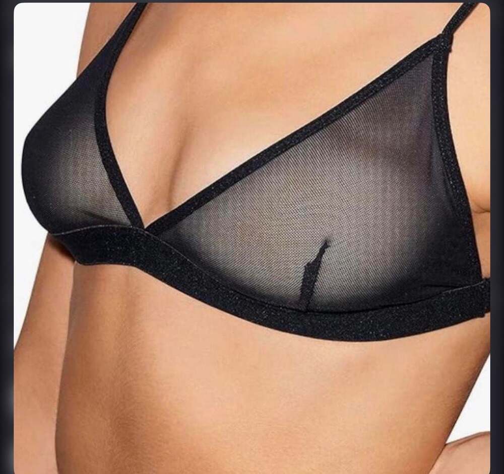 American Apparel Women's Sheer Mesh Triangle Bralette Black Size Large